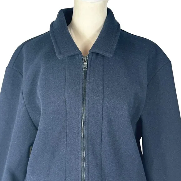 Banana Republic Melton Volume Preppy Jacket in Navy Blue Size Medium - Picture 7 of 11